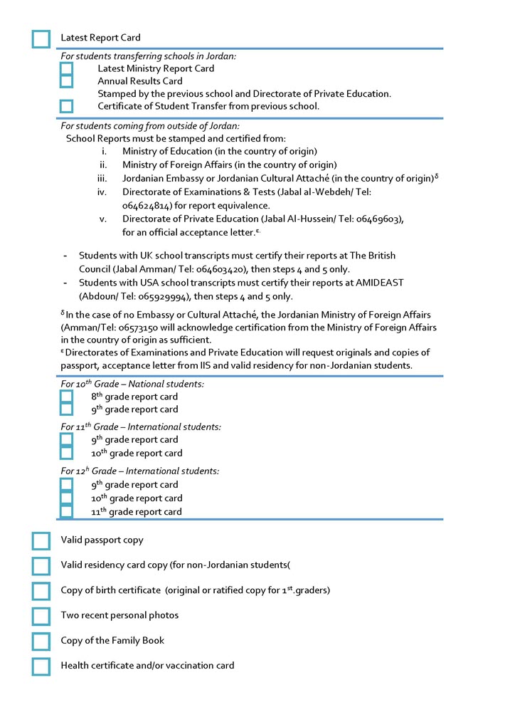 Required Documents Checklist